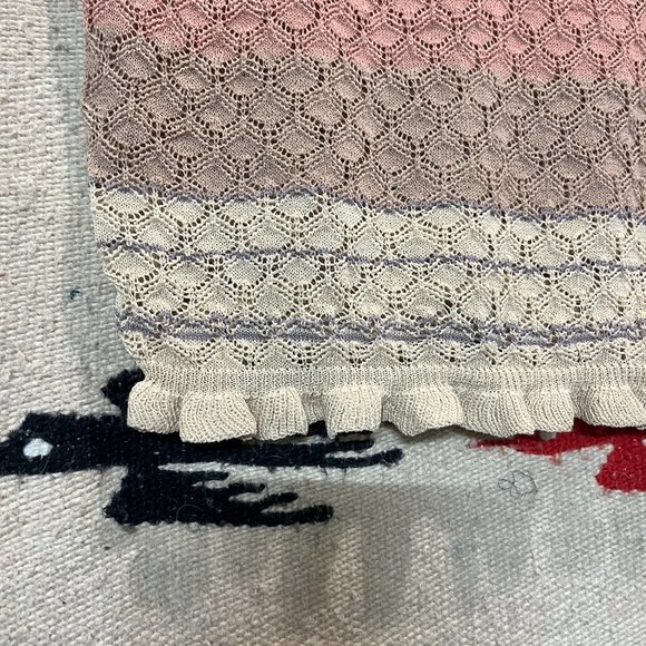 Current Air Los Angeles +++ Top Sunset Colors M Striped Knit Ruffle Blouse Tee - Picture 9 of 10